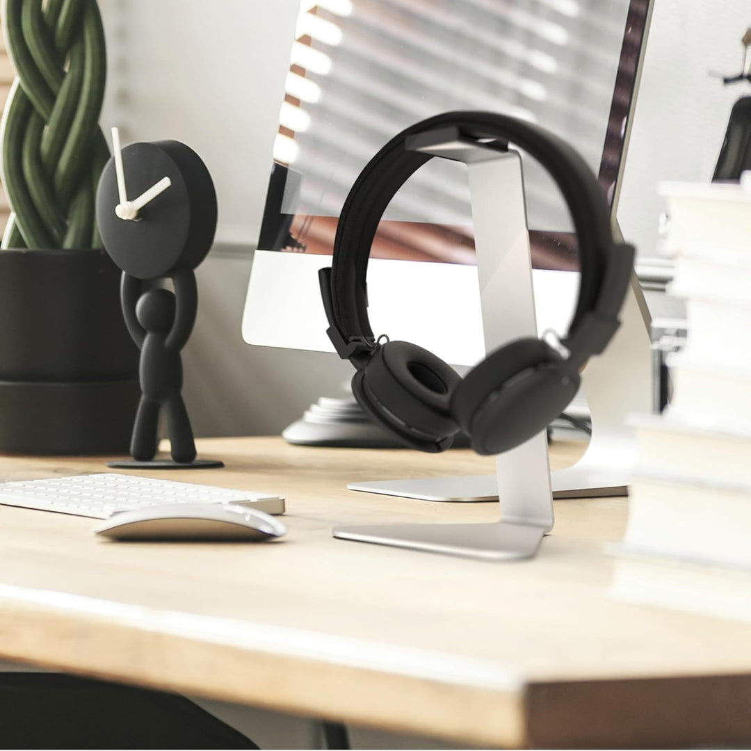 Kanto H1S Universal Headphone Stand with Curved Silicone Padding | Silver, Silver