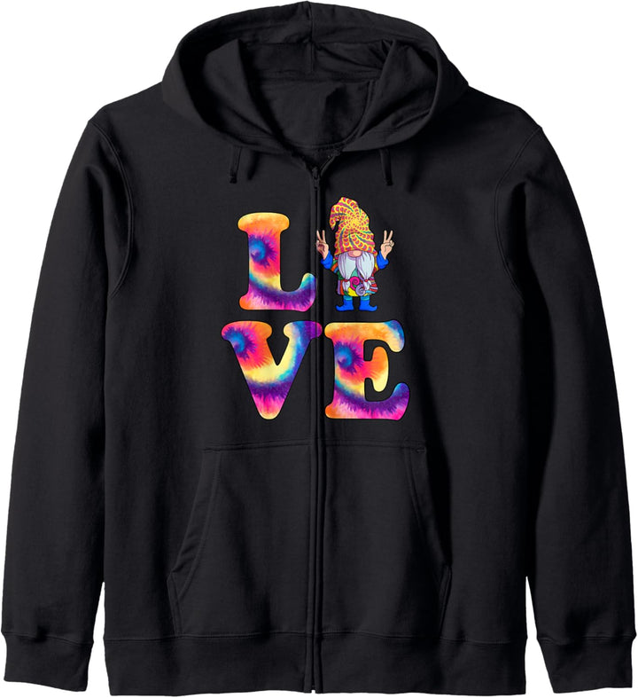 Liebe Hippie Gnomes Retro Gnom Krawattenfarbe Hippies Peace Kapuzenjacke