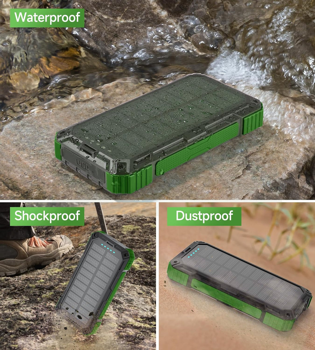 Power Bank 56800mAh PD30W Solar Powerbank USB C Wireless Charging Externer Akku Ladegerät mit 4 Kabe