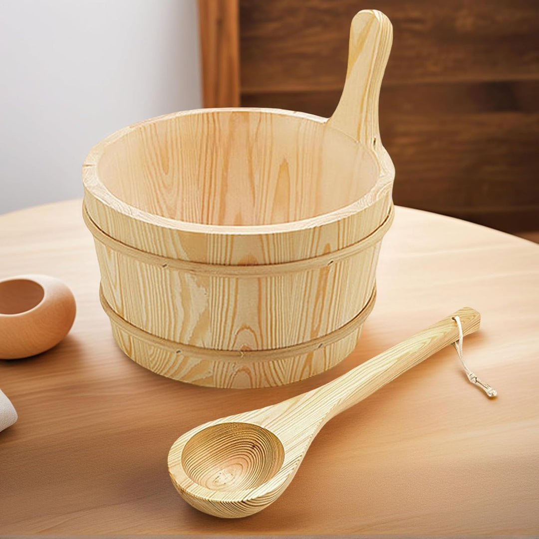 Sauna Wassereimer Und Schöpfkelle | Sauna Holz Eimer Set - Wasserdicht Eimer 4L Saunazubehör Dampfba