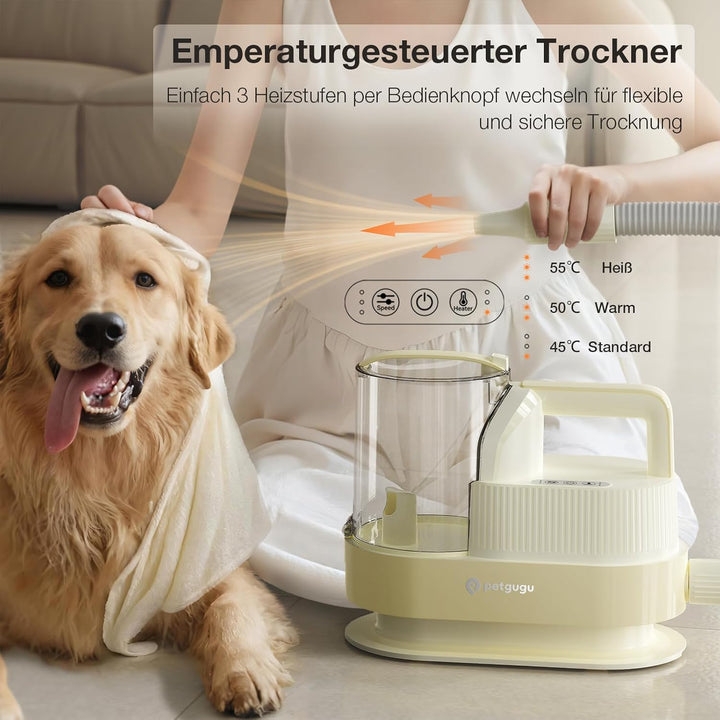 Hundeschermaschine mit Tierhaar Staubsauger &amp; Haartrockner 11000Pa 7-in-1 Haustierpflegeset 2.5L Sta