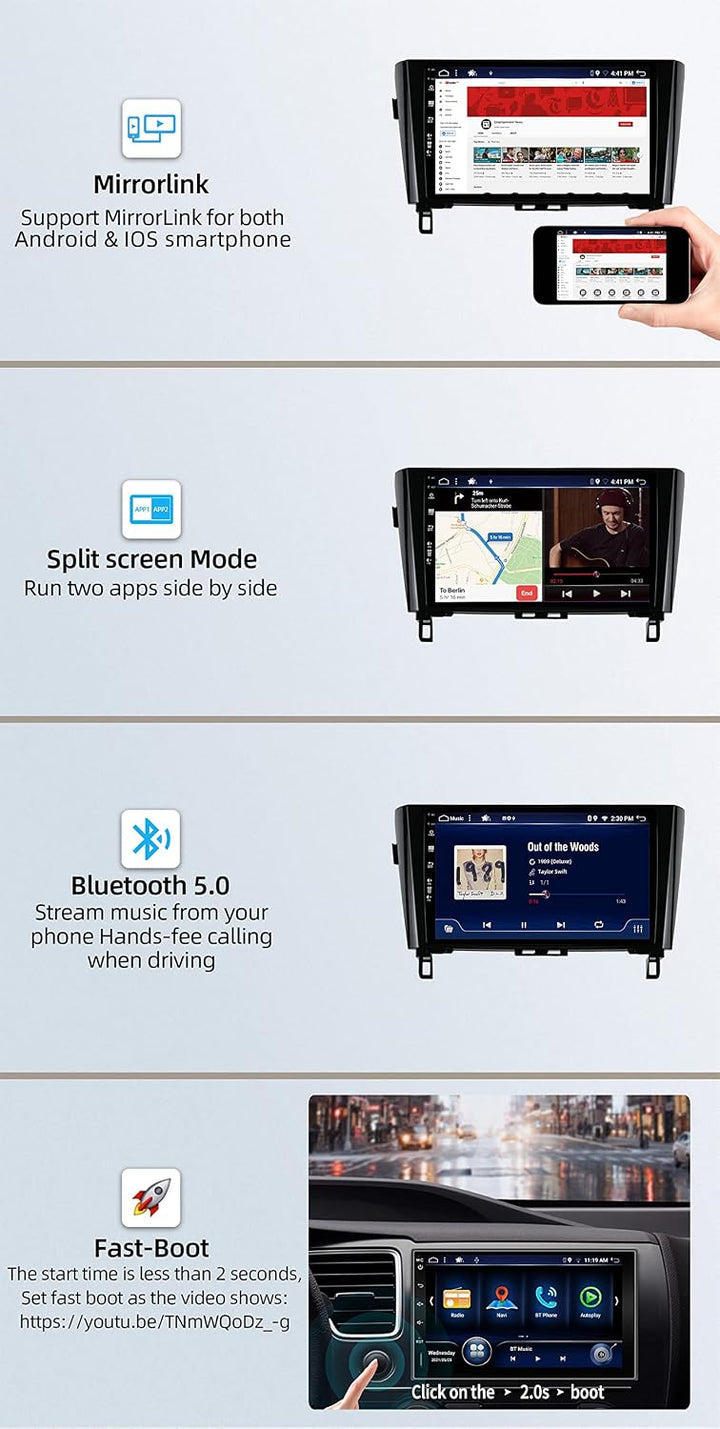 JOYX Android 12 Autoradio Passt für Nissan X-Trail Qashqai j11 Rouge (2014-2018) - 4G+64G - Eingebau