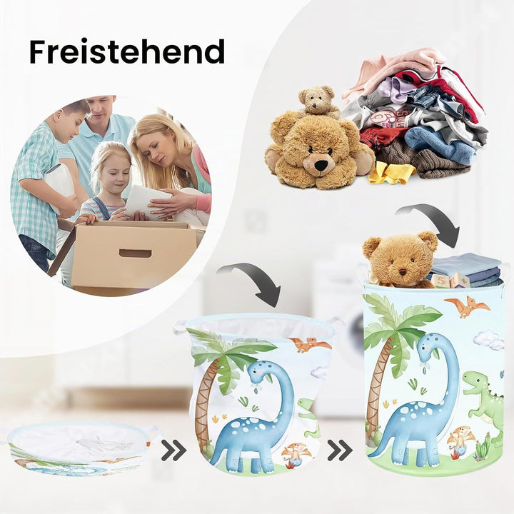 Dinosaurier Kinder Wäschekorb Faltbar für Jungen Mädchen Gross Kleidung Spielzeug Aufbewahrungskorb