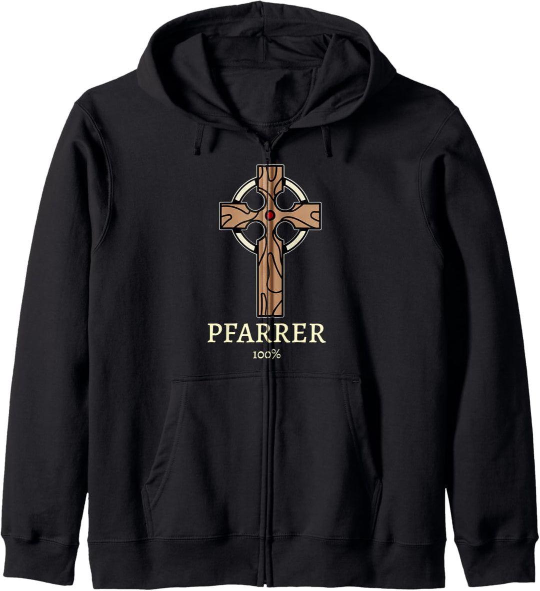 Tolles Pfarrer 100% Prozent Motiv mit Kreuz - modernes TOP Kapuzenjacke