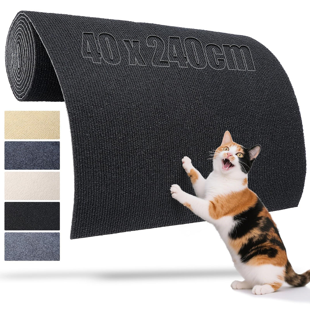 Kratzmatte Katze Selbstklebende Kratzmatte 240x40 cm Kratzbrett Kratzwand Kratzteppich Schwarz Kratz