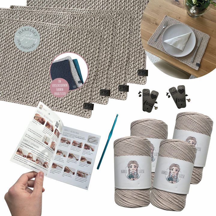 HÄKEL LIESE Häkelset für Anfänger – Platzsets häkeln & Tischsets Stoff selbst machen | DIY Häkelset