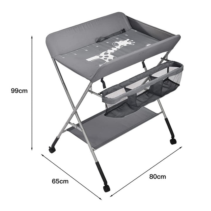 OHMG Baby Wickelkombi Klappbare Wickelkommode,Wickeltisch mit Rollen,Mobiler Wickeltisch mit Wickela