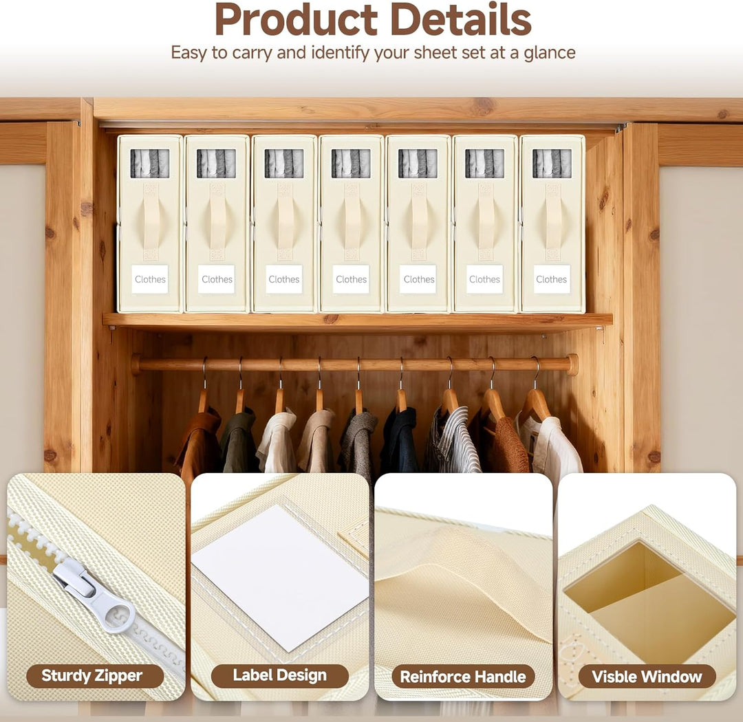 3 Stück Bettwäsche Organizer, Faltbarer Linen Bed Sheet Organiser Box, Bettwäsche Aufbewahrungbox Mi