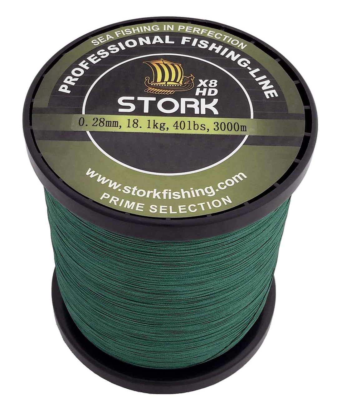 Stork HDx8, 8-Fach geflochtene Premium Angelschnur 3000m Moosgrün 65 lbs / 29.5 kg / 0.37 mm, Moosgr