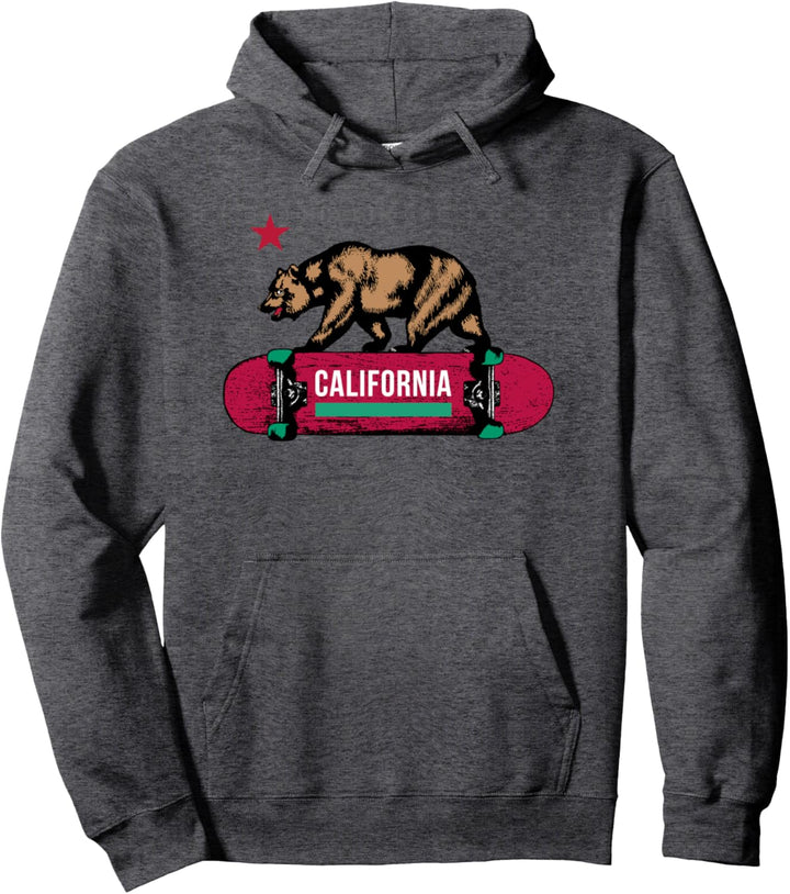 California Bear Flag Skateboard Deck Pullover Hoodie