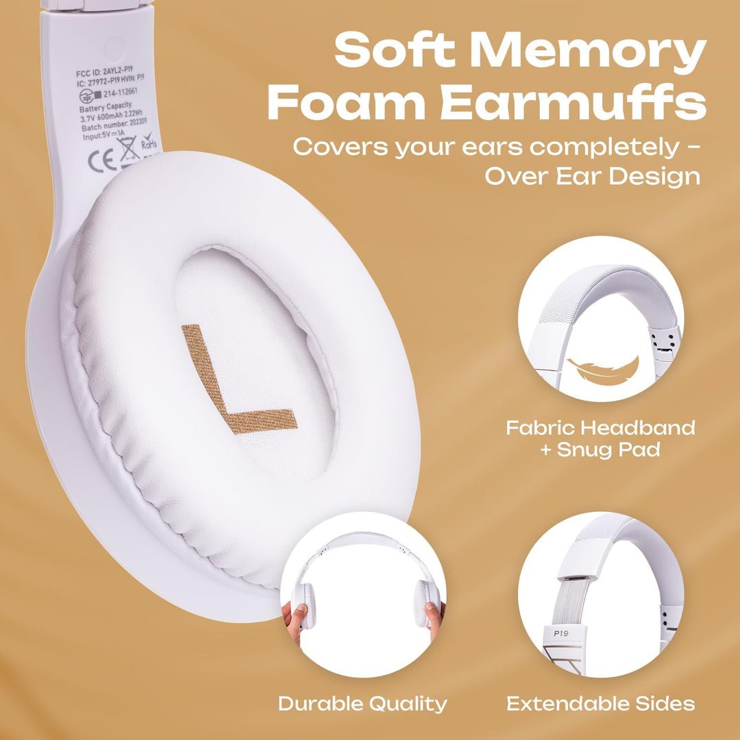 PowerLocus Bluetooth Kopfhörer Over Ear, Kopfhörer Kabellos mit 3-EQ modi, 60std. Spielzeit, Hi-Fi-S