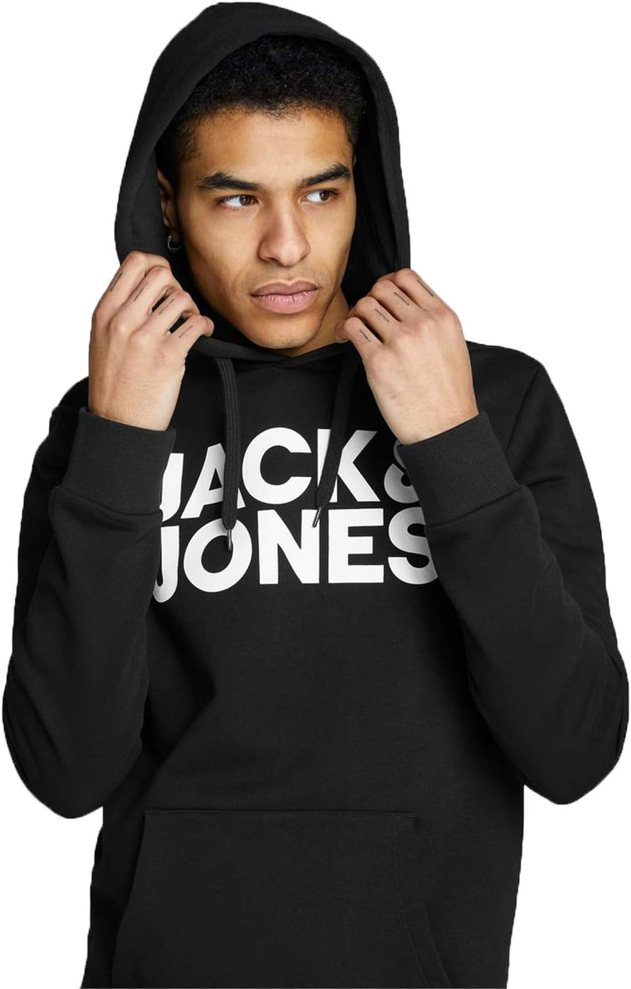 JACK &amp; JONES Male Kapuzenpullover Logo Kapuzenpullover XXL - Black, XXL - Black