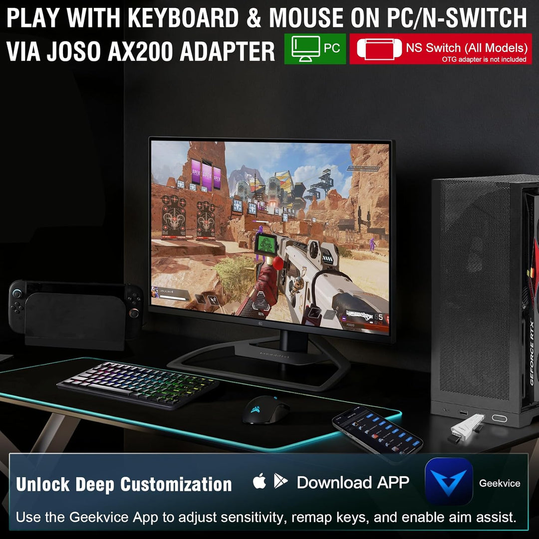 AX200 Computer-Maus und Gaming-Tastatur-Adapter für PC, Unterstützung Key Mapping, Aim Assist, Recoi