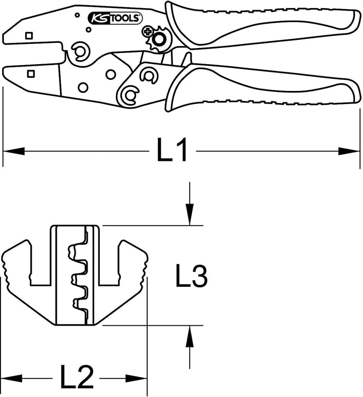 KS Tools 115.1255 Crimpzange für DEUTSCH DT und DEUTSCH DTM, Ø 0,75/1,0/1,5 mm²