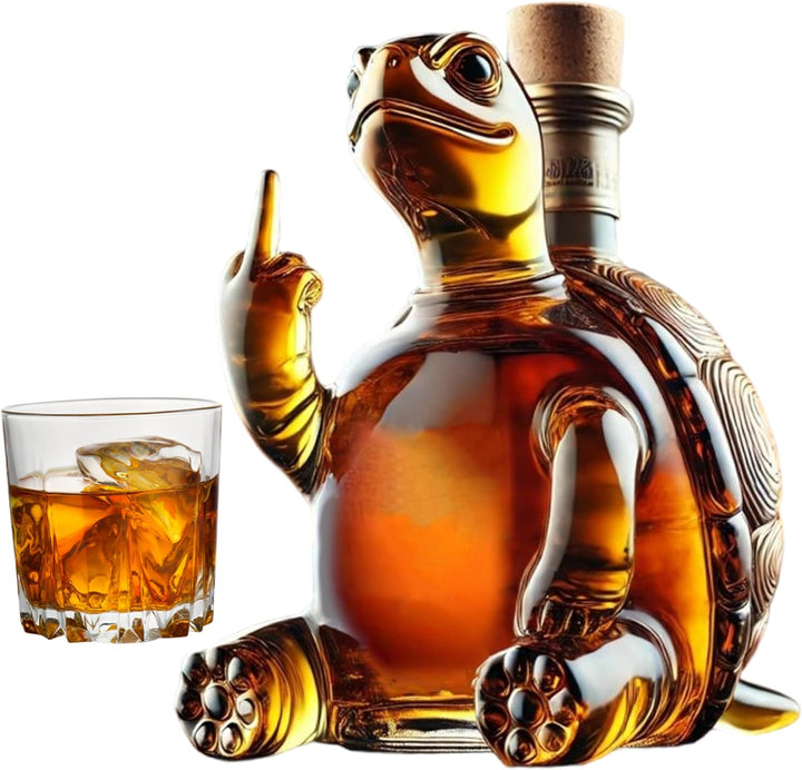 Whisky-Dekanter, 350 ml Schildkröten-Weindekanter zeigt seinen Mittelfinger, 5, 1 x 5, 1 x 7, transp
