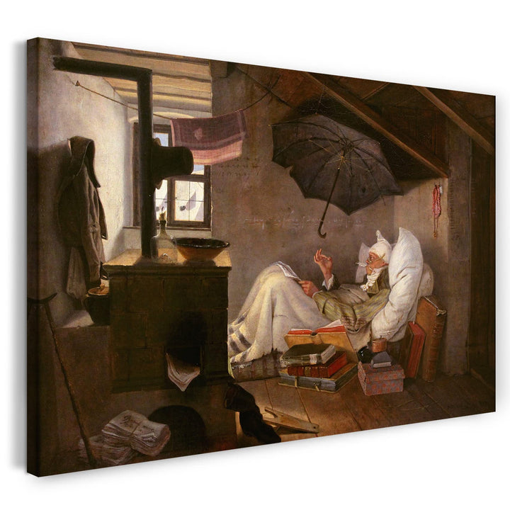 Printed Paintings Leinwand (80x60cm): Carl Spitzweg - Der Arme Poet 80x60 cm, 80x60 cm