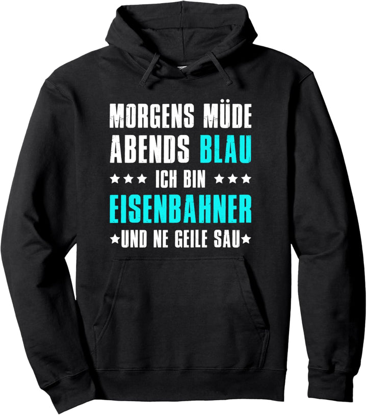 Morning Tired Evening Blue Ich Mülleimer Railway Pullover Hoodie