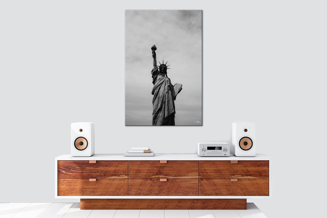 Symbol der Freiheit Effekt: Schwarz&amp;Weiss, Format: 80x60 als Leinwandbild, Motiv fertig gerahmt auf