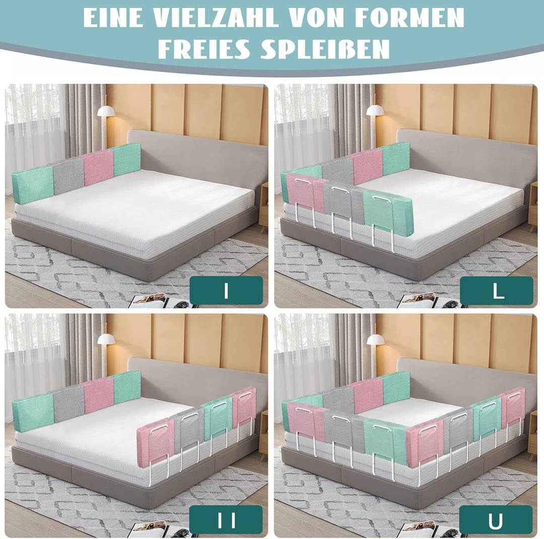 SUBTLETY 60cm Baby Bettgitter mit Leinen Softpack 5-Loch Höhenverstellbar Rausfallschutz Kinderbettg