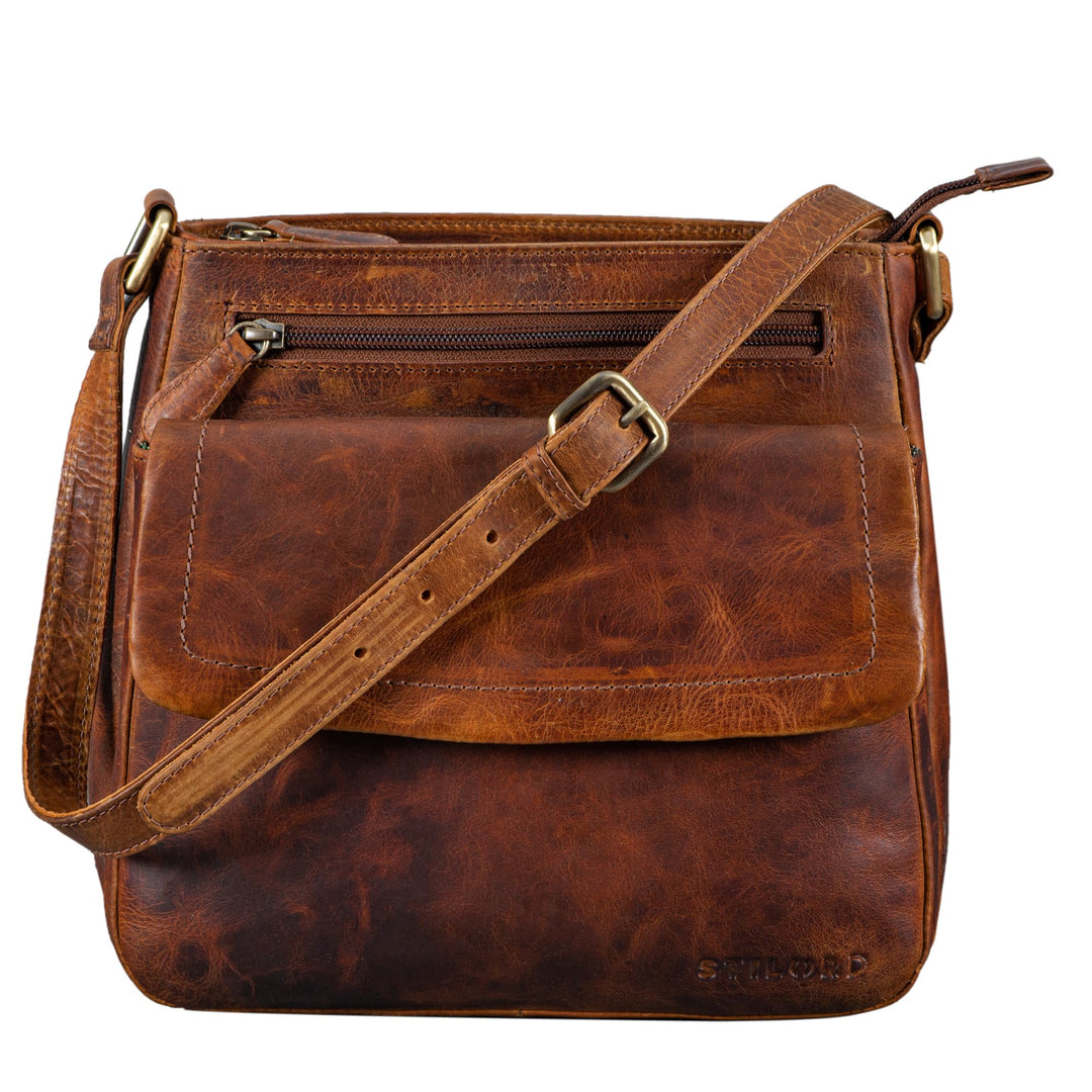 STILORD 'Jodie' Leder Umhängetasche Damen Vintage Handtasche Elegante Ledertasche Crossbody Bag Frau