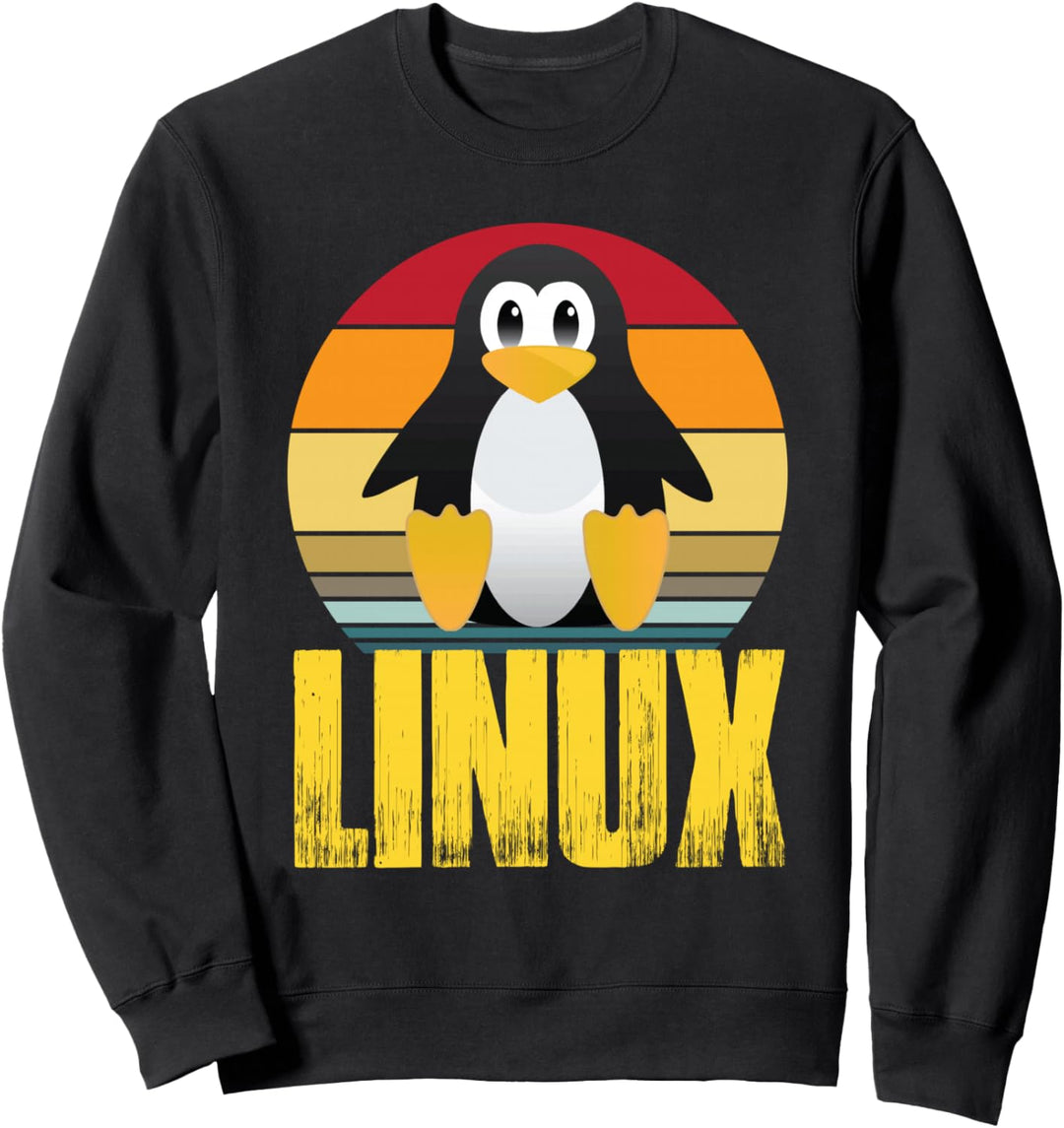 Linux Retro Vintage Pinguin Nerd Himmel und Geek Coding Sweatshirt