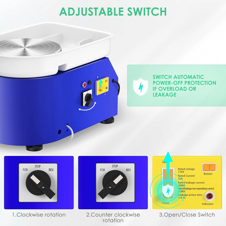 Kotsy Töpferscheibe Maschine 350W,Elektrische Töpferscheibe 25CM Plattenteller,Keramik Clay Maschine