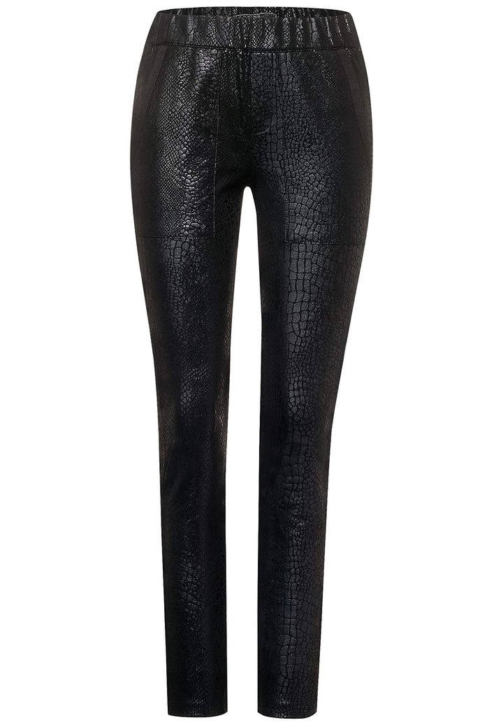 Street One Damen Hose mit Schlangen-Print Black 38