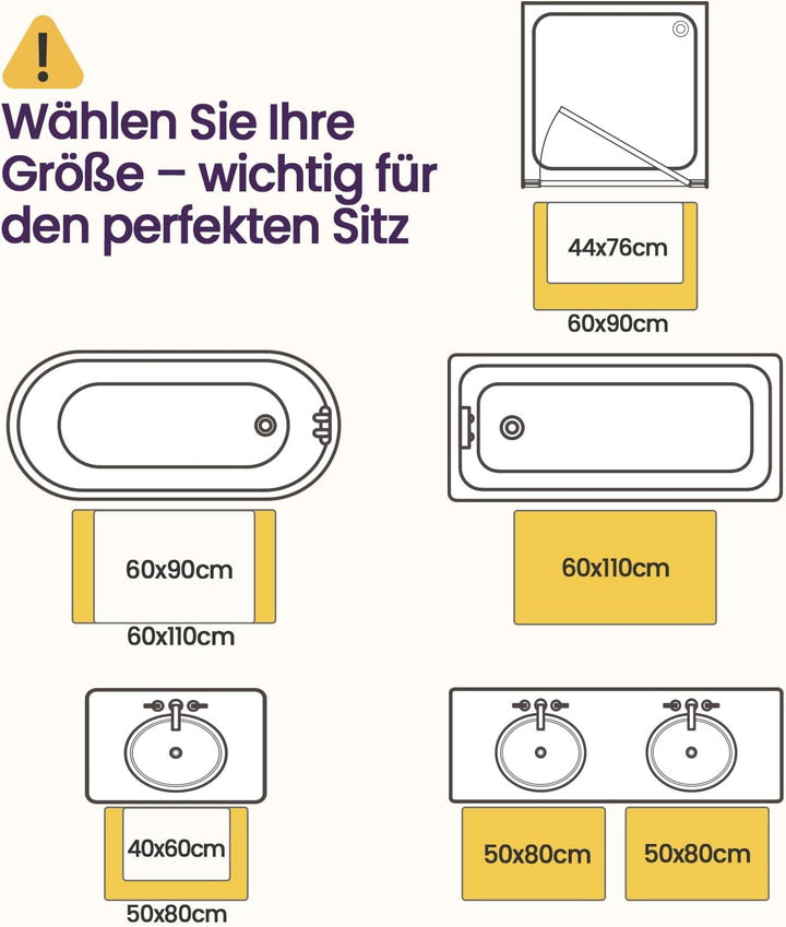 DEXI Badematte rutschfest 40 x 60 cm, waschbar Badezimmerteppich weich Badteppich Mikrofaser Saugfäh