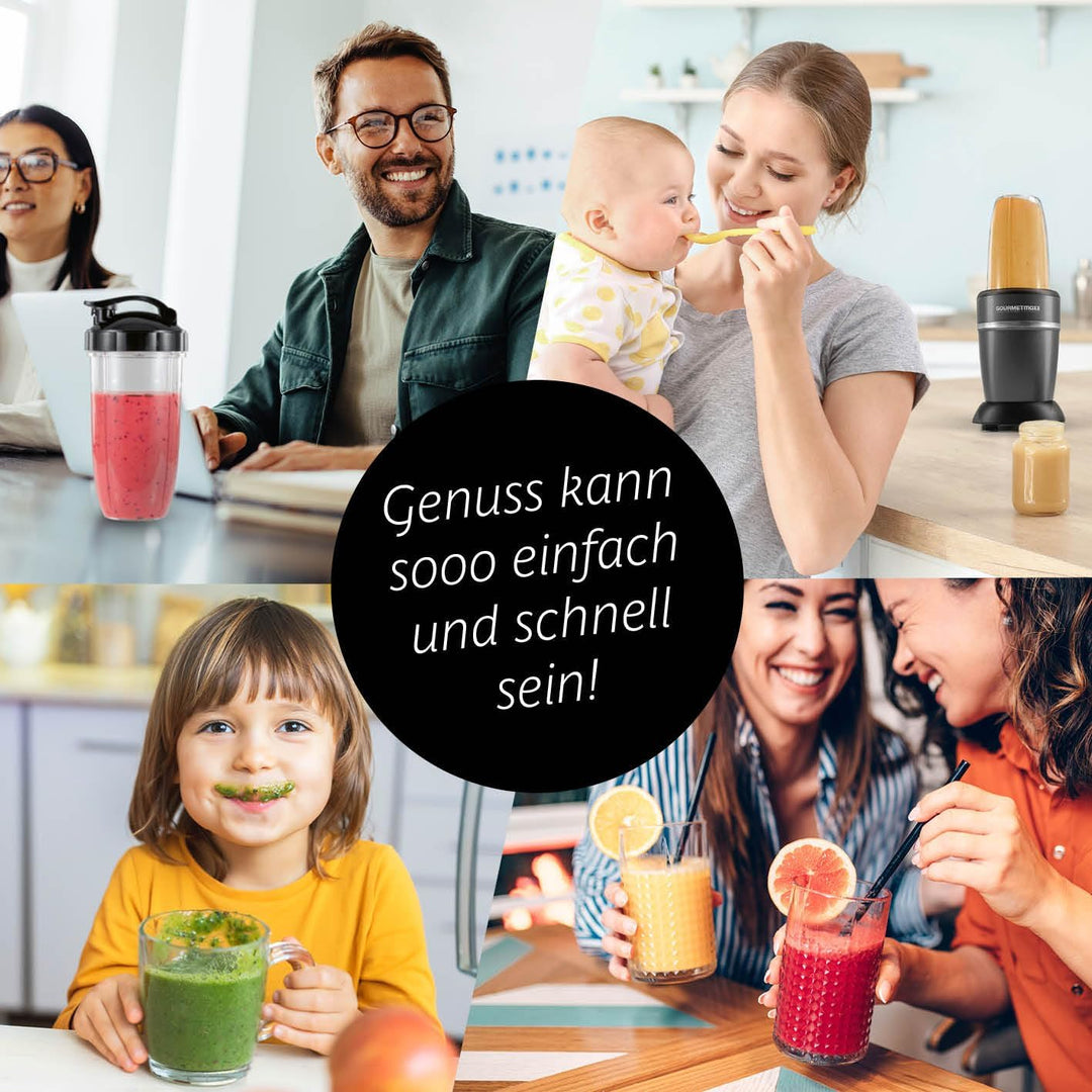 GOURMETmaxx Mixer & Smoothie Maker 4-tlg. | Standmixer elektrisch für den Vitaminkick to go | Nutrit