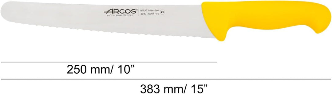 Arcos Konditormesser aus Nitrum Edelstahl mit 250 mm Klinge - Ergonomischer Griff aus Polypropylen,