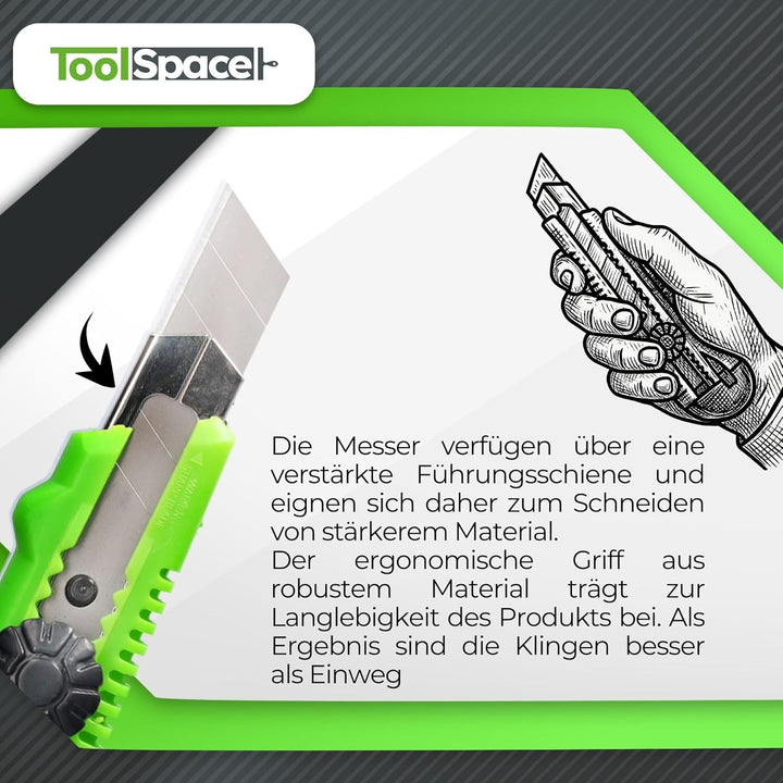 24 Stück Cuttermesser PROFI Stanleymesser Teppichmesser 18mm Gummi Griff Robuster Konstruktion Carbo