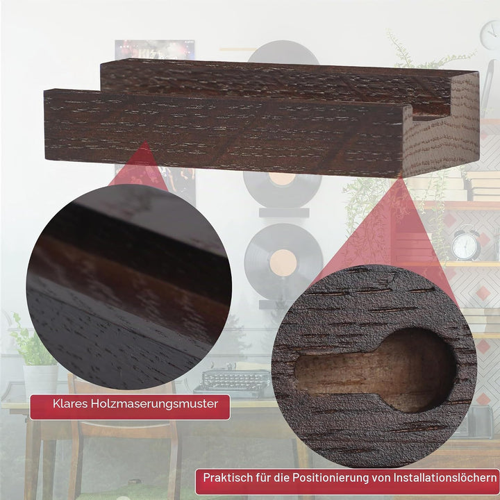PHOENANCEE Massives Eichenholz, 12 StüCk, Schallplattenregal, Wandmontage, Album-Schallplattenhalter