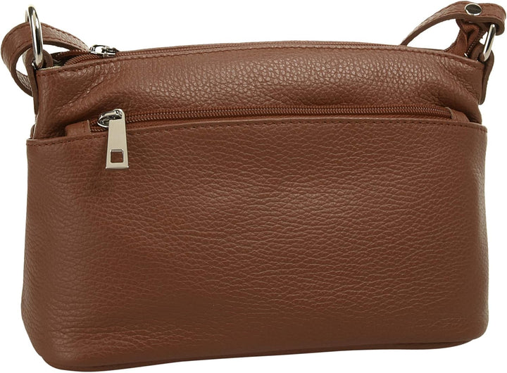 Cluty Umhängetasche echt Leder Damen - 020617 Braun, Braun