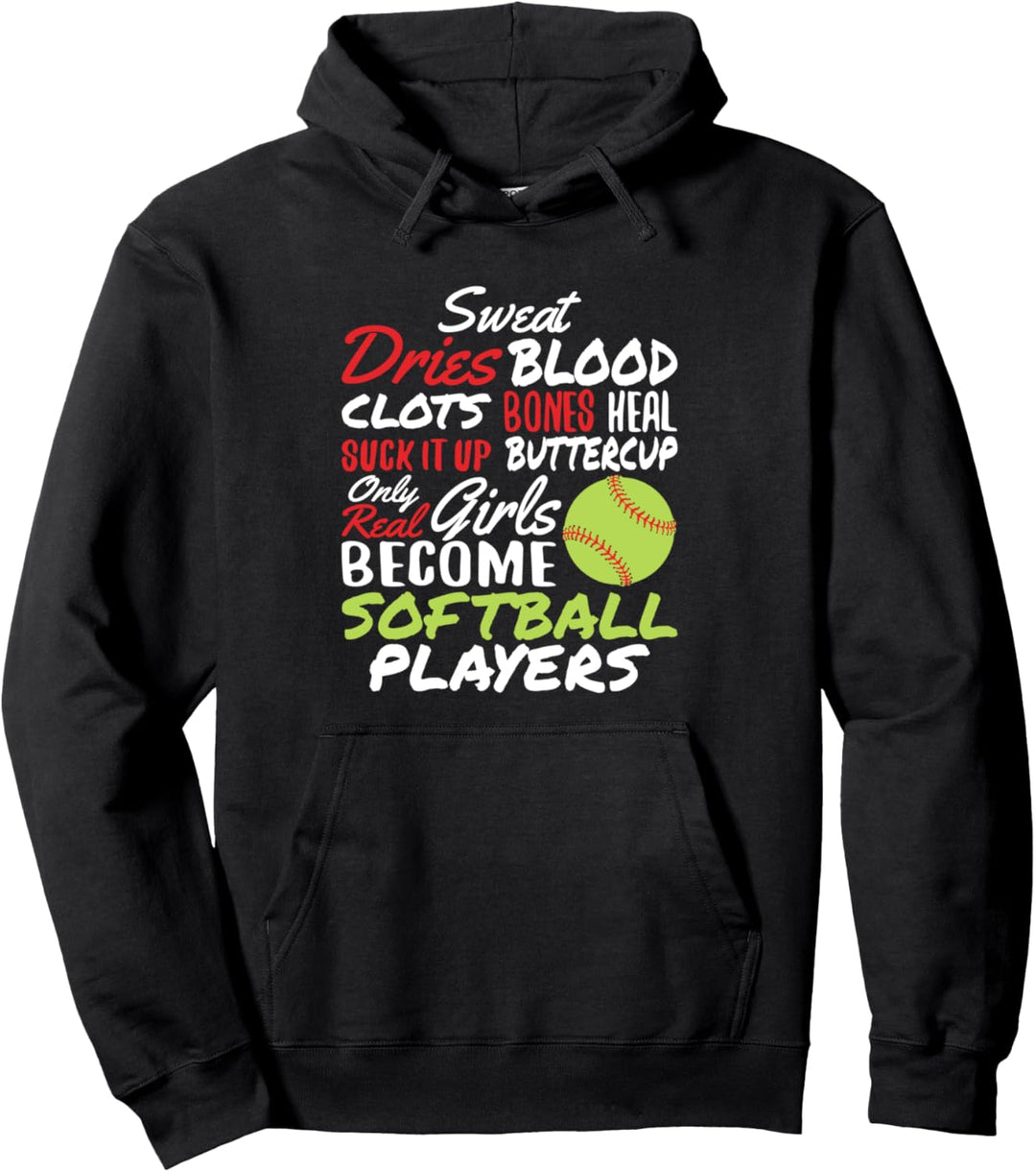 Echte Mädchen werden zu grossartigen Softballspielern Pullover Hoodie