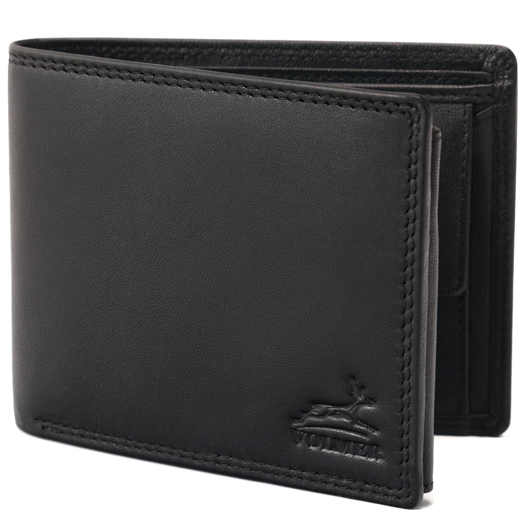 Fa.Volmer ® Leder Geldbörse Herren - extra-stabile Doppelnaht - 9 Fächer für Kreditkarten - Querform