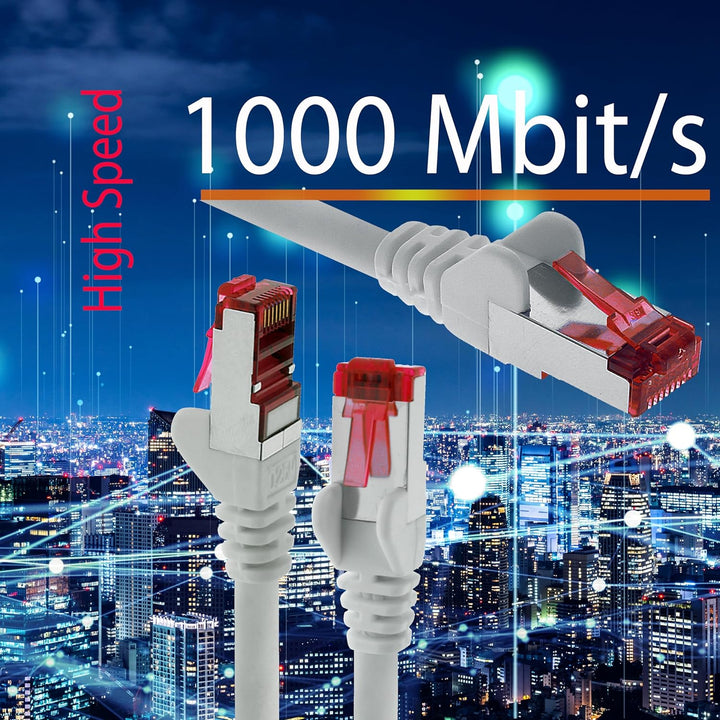 1aTTack.de - 1x 50m CAT6 Patchkabel S/FTP PIMF Schirmung CAT.6 RJ45 Netzwerkkabel Ethernetkabel DSL