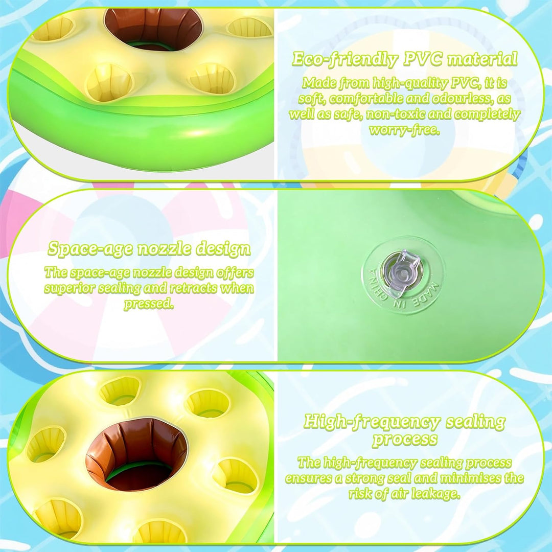 Pool Bar Aufblasbarer Getränkehalter, 2 in1 Avocadoform Getränke Snackhalter, 8 Löcher Grosse Kapazi