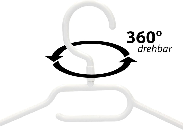 30 x Kleiderbügel weiss Plastik VonBueren | mit 360° Drehhaken | platzsparend | 100% Recyclingkunsts
