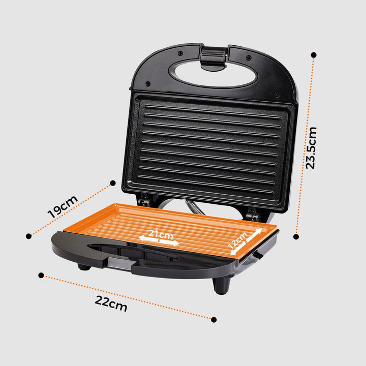 Nirva Doppel Sandwichmaker - 750 W, BPA-frei & Antihaftbeschichtung, klassische Streifenform für 2 S
