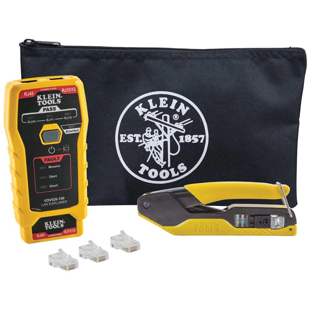 RJ45 Ethernet Cable Tester and Crimper Kit, Pass-Thru Technology, Includes Connectors for Cat5e / CA