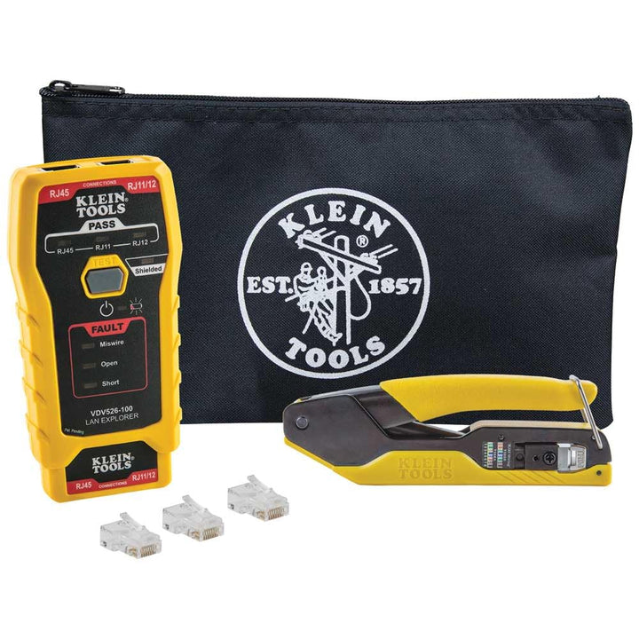 RJ45 Ethernet Cable Tester and Crimper Kit, Pass-Thru Technology, Includes Connectors for Cat5e / CA