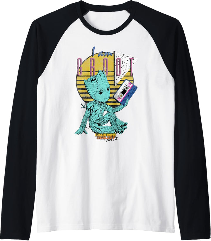 Marvel Guardians Vol. 2 Baby Groot Retro 90's Tape Raglan