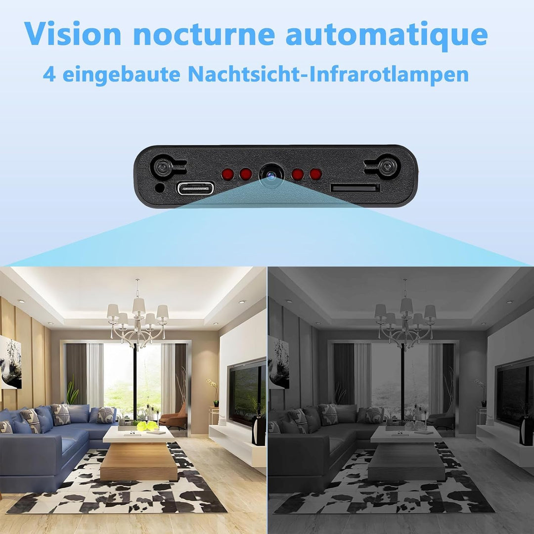 Mini-Kamera, tragbare Kamera, HD 1080P-Indoor-/Outdoor-Überwachungskamera, 55 Stunden Aufnahmezeit,