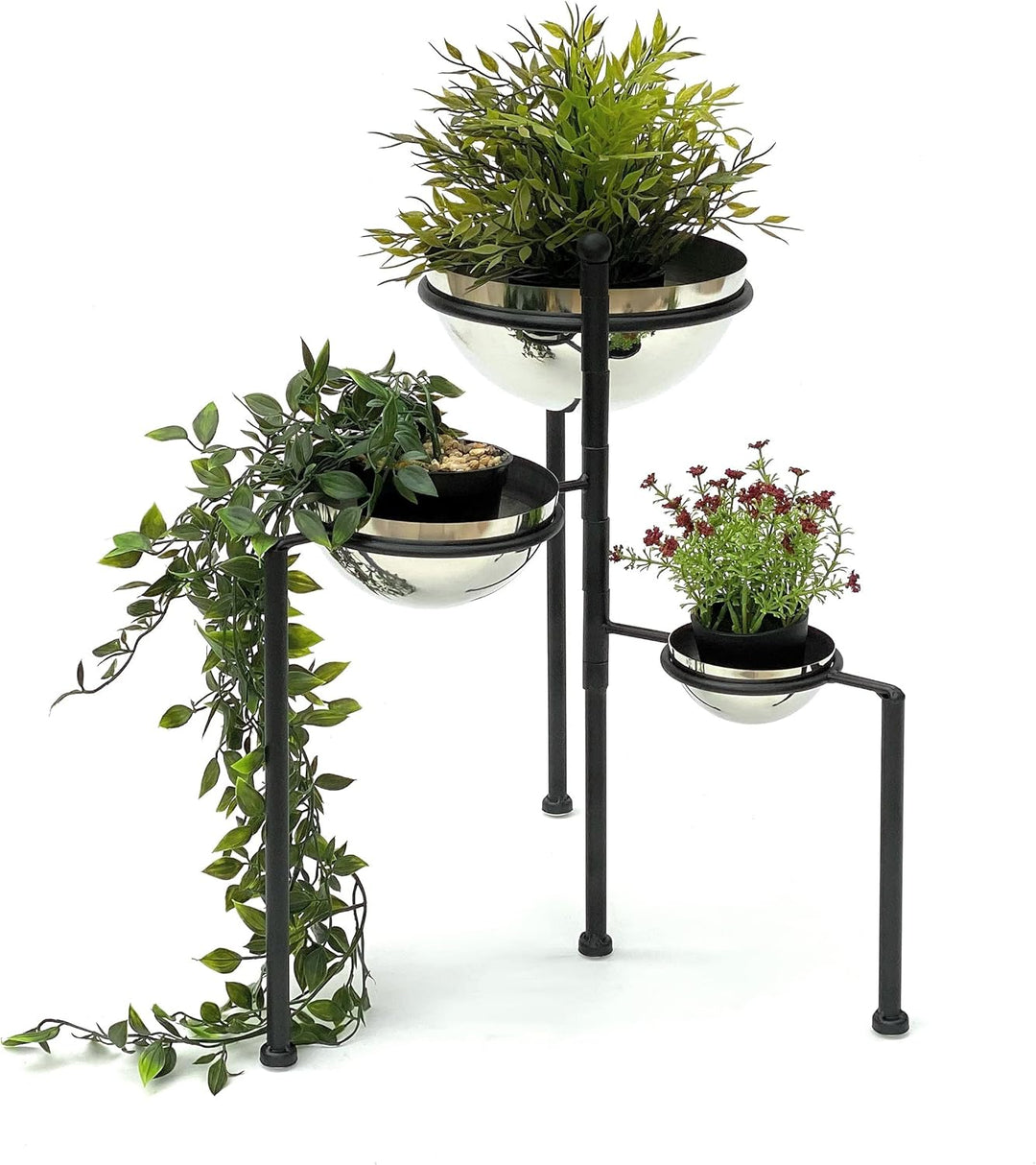 DanDiBo Blumentreppe Metall Rund 46 cm Blumenständer mit 3 Töpfe Silber 96082 Blumenständer Blumensä