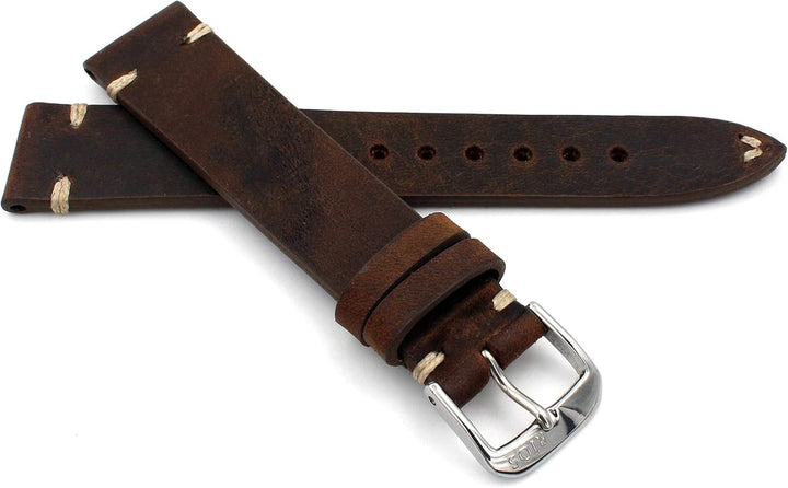 Rios1931 Sagittarius Vintage Rindsleder Uhrenarmband handgemacht in Deutschland Robust 18mm braun Mo