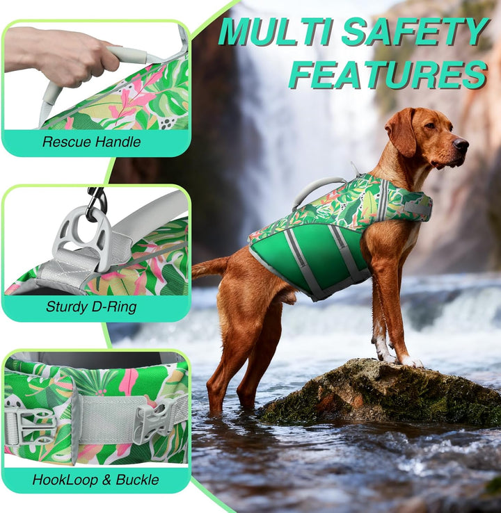 VIVAGLORY Sportstil Schwimmweste für Hunde mit Hervorragendem Auftrieb, Einstellbar & Langlebig Schw