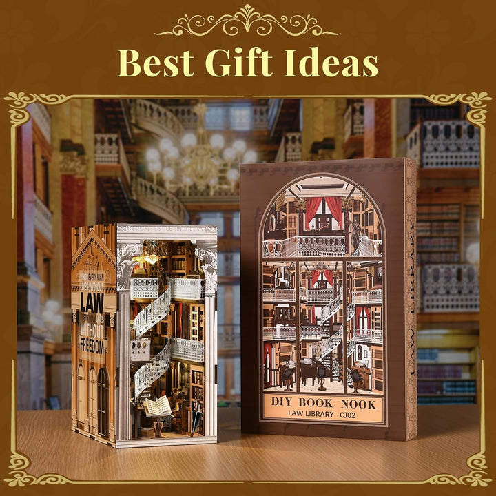 Book Nook Kit, DIY Booknook 3D Holzpuzzle Buchstütze Modellbausatz - Miniatur Haus Kit Bastelset Ges