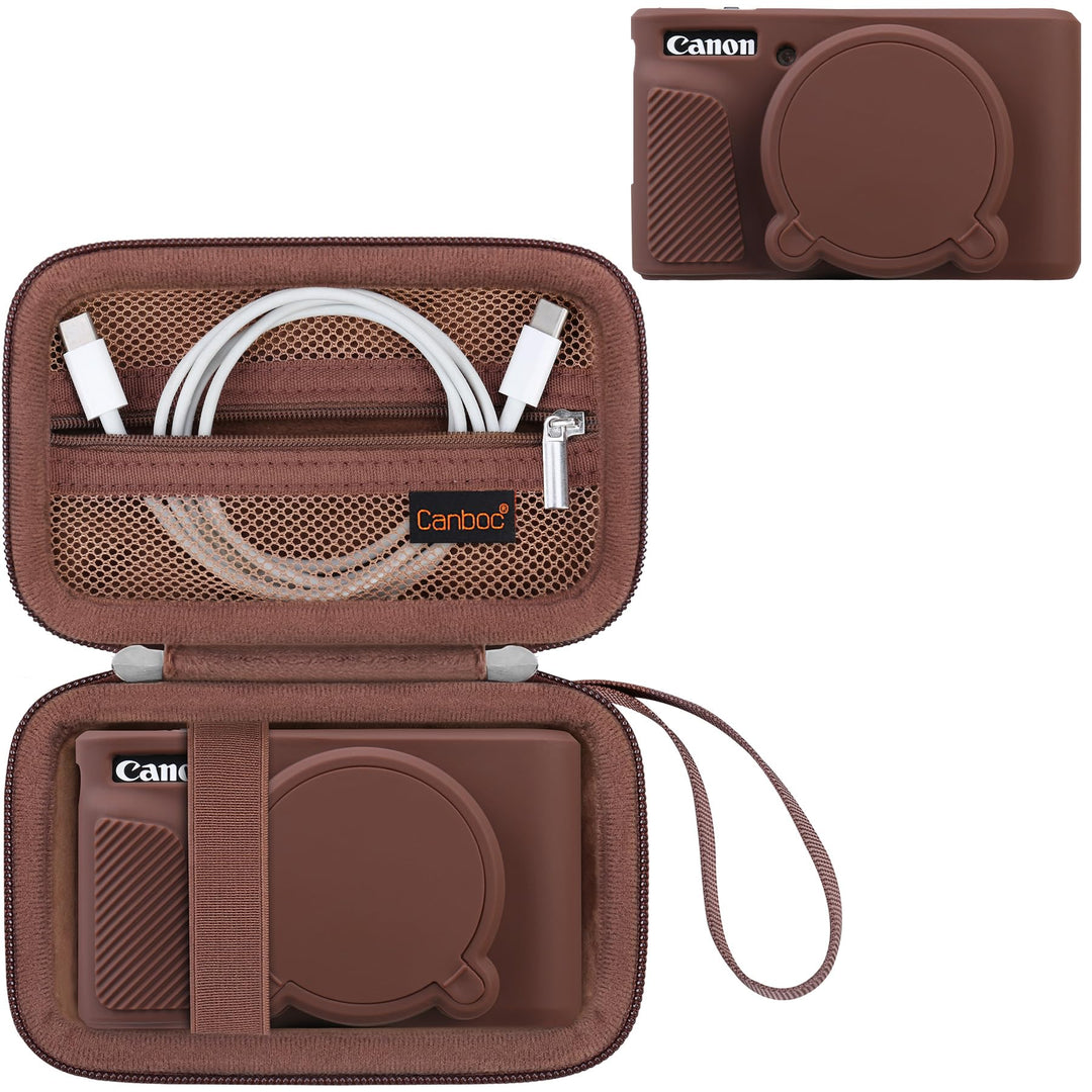 Canboc Case für Canon PowerShot SX740 SX730 HS Digitalkamera, Harte Tragetasche + weiche Silikon Sch