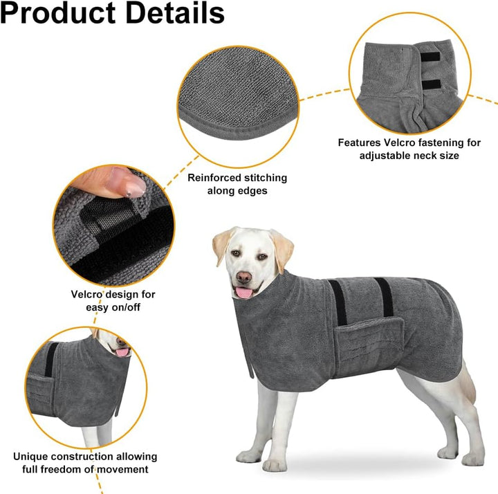 Hunde Bademantel, Hundebademantel Mittelgrosse Hunde, Hund Bademantel mit Klettverschluss, Hundehand
