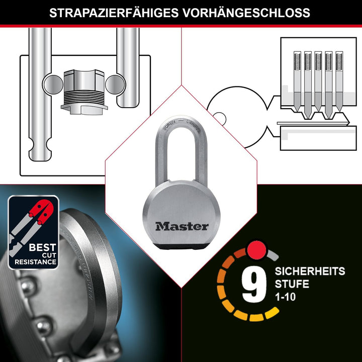 MASTER LOCK Hochleistungsvorhängeschloss [Schlüssel] [Massivem Stahl] [Aussenbereich] M830EURDLH - I